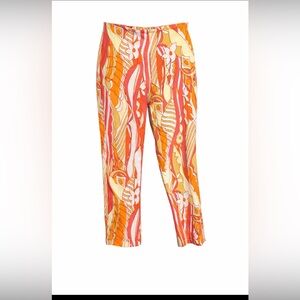 Victoria Pappas Orange Pink Retro Psychedelic Print Cropped Pants Size 10